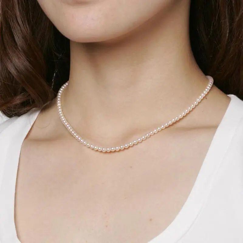 

ZHAO Natural White freshwater pearl small pearl 3.1-3.5mm is round necklace