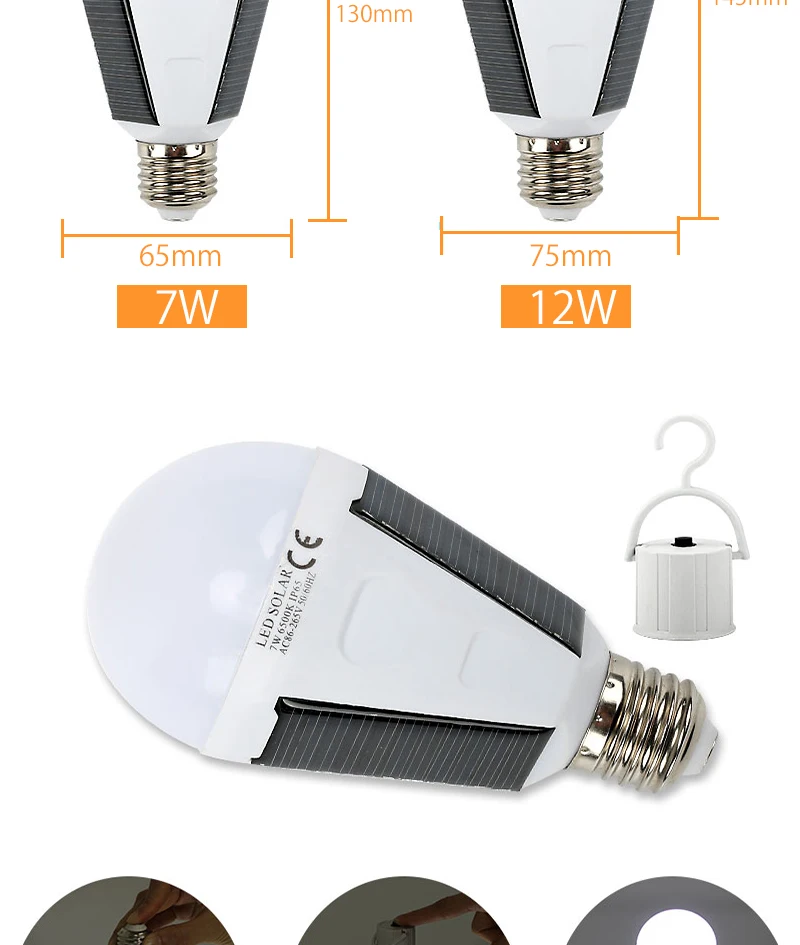 Перезаряжаемые светодиодный лампы E27 светодиодный Солнечная светодиодные лампы 7 Вт 12 Вт 85 В постоянного тока-265 V чрезвычайная ситуация вне дома солнечные лампы для путешествий Рыбалка Кемпинг Светильник
