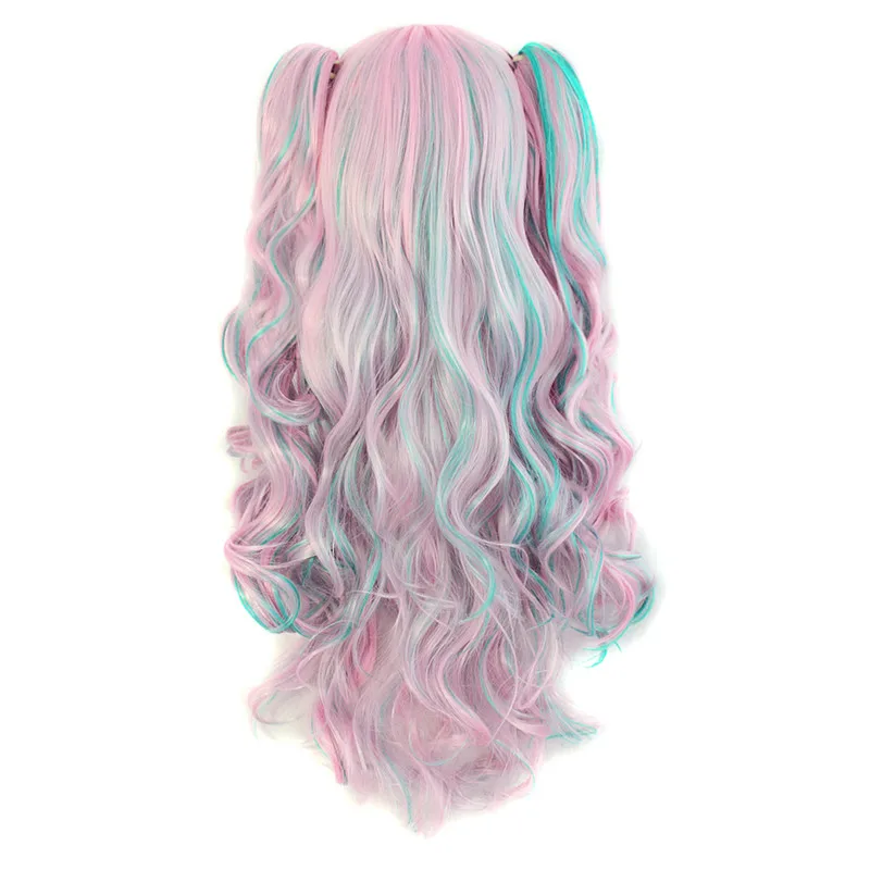 MapofBeauty длинные волнистые косплей парик два хвоста фиолетовый розовый Омбре волосы 12 видов цветов термостойкие парики для женщин синтетические волосы - Цвет: T4/27/30