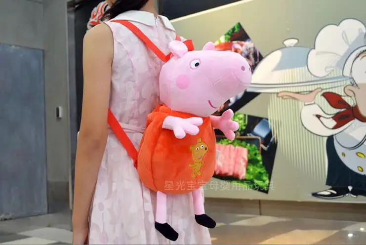 Лидер продаж; плюшевый рюкзак из 2 предметов с изображением Свинки Пеппы; милый мультяшный плюшевый рюкзак; игрушка; детская школьная сумка; подарки для детского сада; подарок для детей