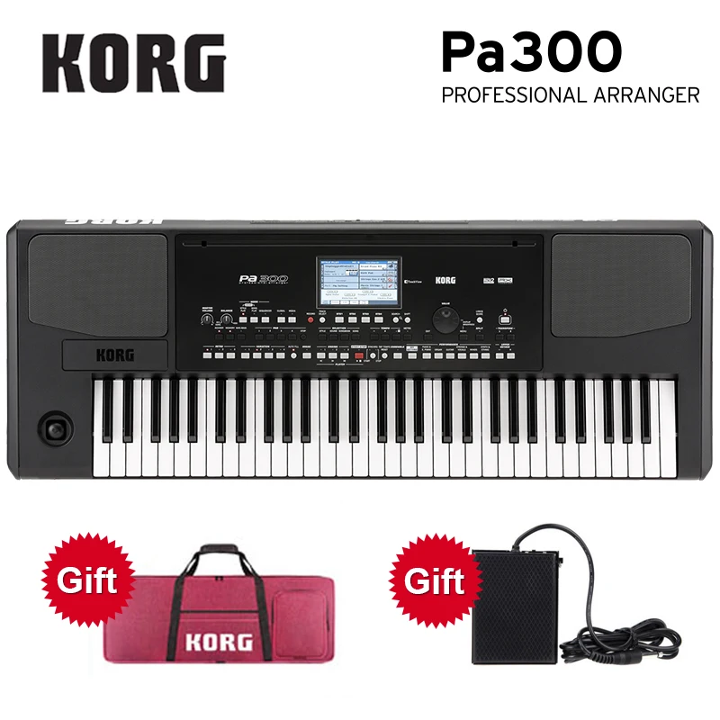 

[Tax-Free] Korg PA300 61-Key Professional Arranger Keyboard Color TouchView Display with Universal Sustain Pedal and Bag