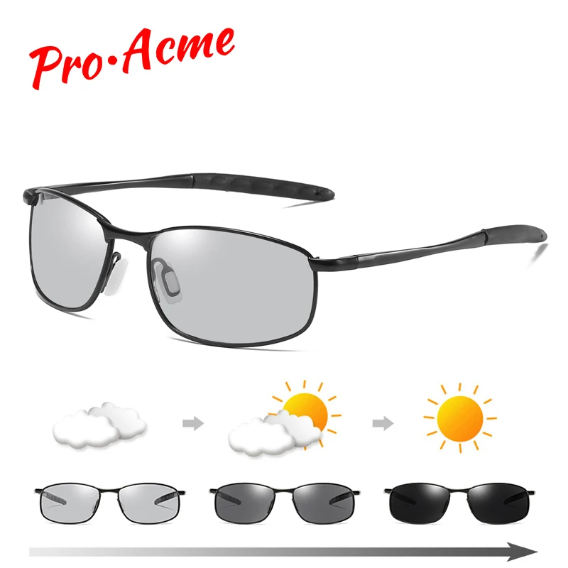 

Pro Acme Intelligent Photochromic Polarized Sunglasses Men Driving Sports Chameleon Discoloration Sun Glasses for Men PA1082