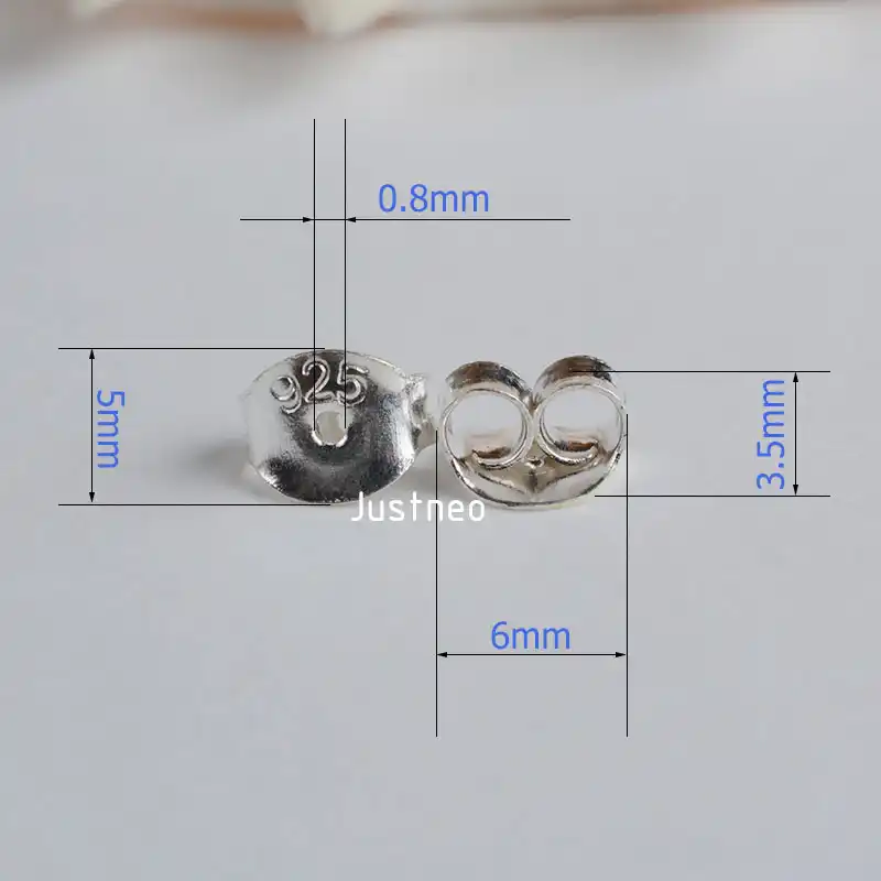 925 Sterling Silver Butterfly Friction Earring Backs Size 6mm