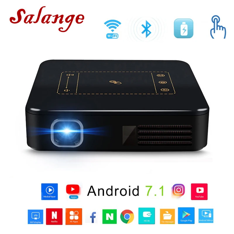Salange P8 Android 7 1 карманный проектор с сенсорной панелью WIFI Bluetooth Mini Beamer 8000 мАч батарея