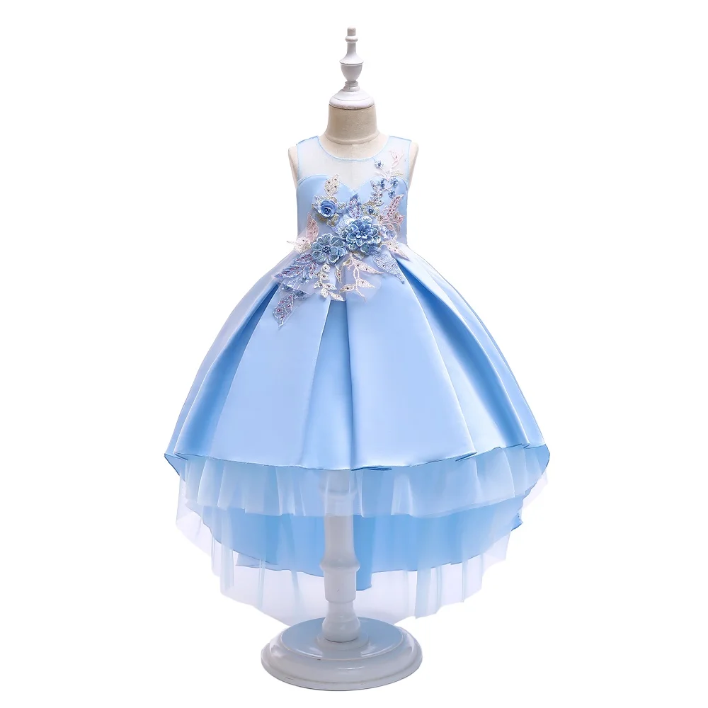 

Baby Girl Dress Applique Trailing Elegant party Dress for Girls Wedding Kids Dresses for 2-10 years Toddler Children Clothing
