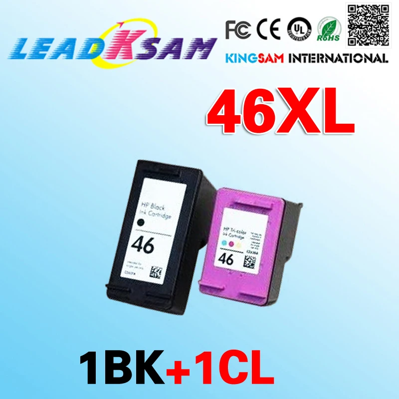 

2x For 46xl Ink Cartridge replacement compatible for hp46 DeskJet 2020hc 2025hc 2520hc 2029 printer