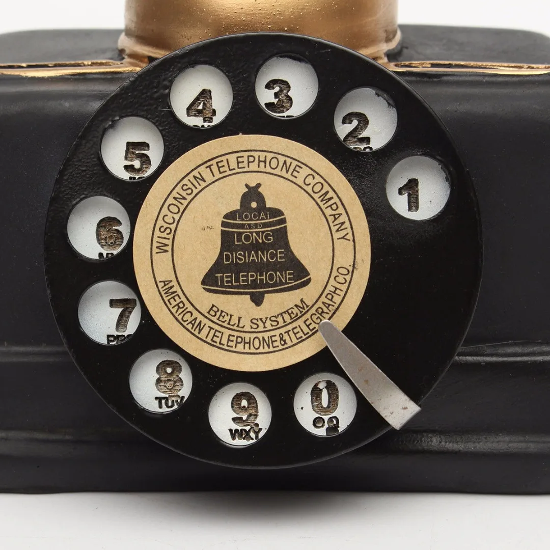 New Vintage Rotary Telephone Statue Antique Shabby Old Phone Figurine Decor Model