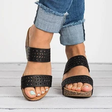 Women Sandals 2019 Summer Fashion Hollow Wedges Shoes Woman Slides Peep Toe Solid Lady Casual Shoes Femme Platform Sandals P25 sandals women flat shoes bandage bohemia leisure lady casual sandals peep toe outdoor chaussures femme ete fashion shoes