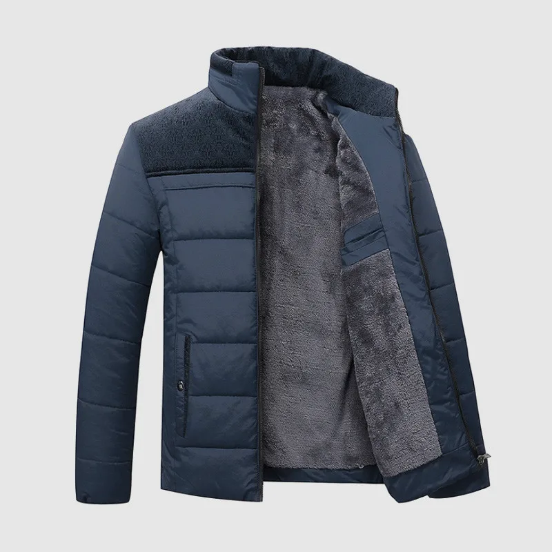 

New Middle Aged Mens Business Leisure Fashion Brand Durable Wear Resistant Quality Plus Velvet Padded Warm Collar Parkas Coats
