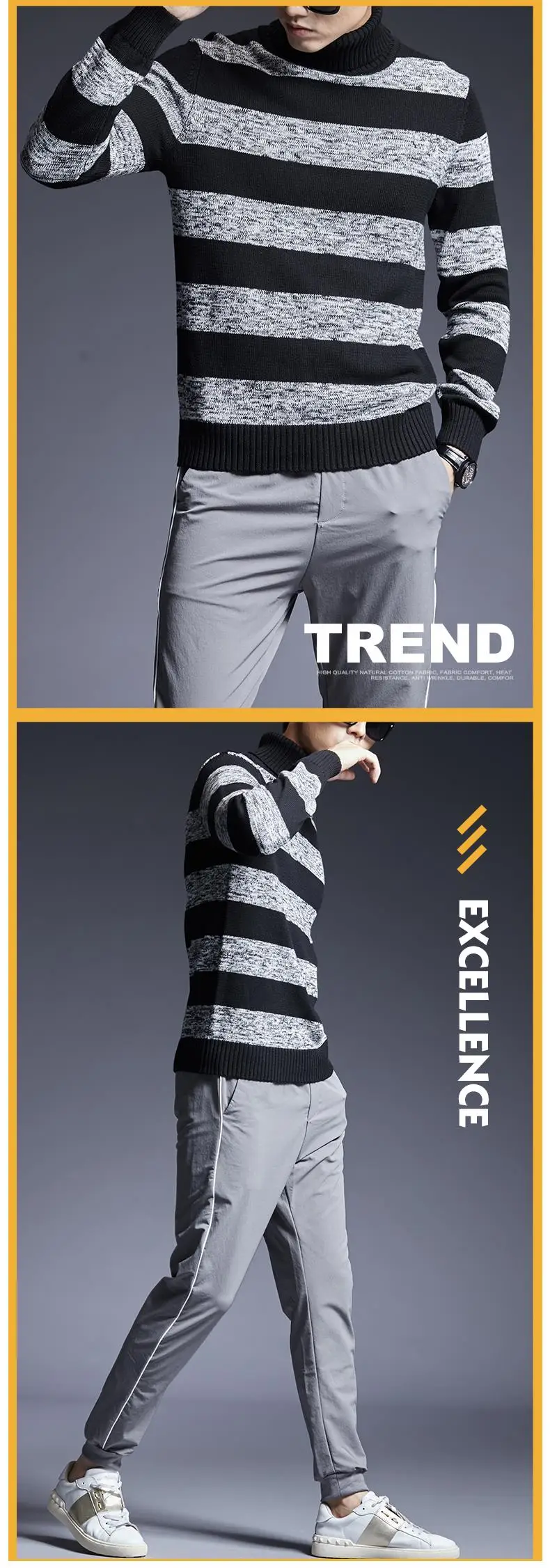 2019 новый модный бренд свитер для мужчин пуловер Водолазка Slim Fit вязаные Джемперы теплый Осень корейский стиль повседневное одежда