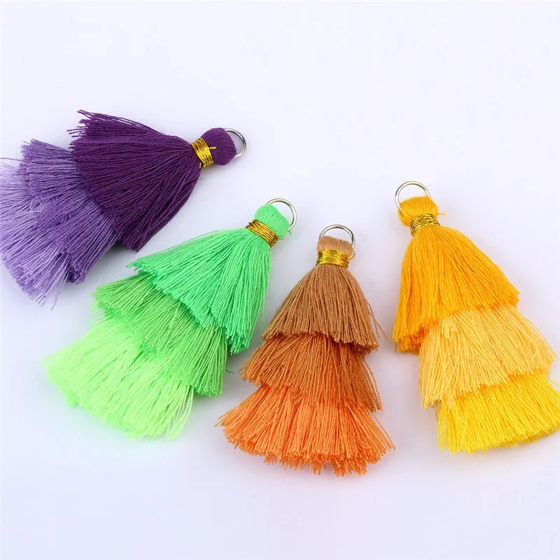 5Pcs Gradient Color Tassel Fringe Pendant DIY Material Party Triple