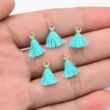 Encantos artesanais multicoloridos de 20 de pçs/lote, encantos de borla para fazer jóias, mini colar de algodão com borla, brincos, achados de joias diy