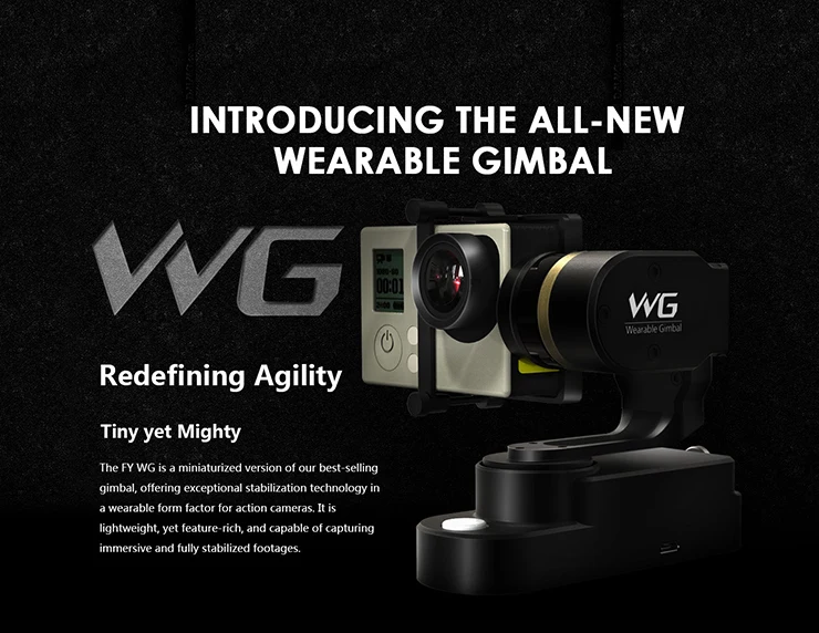 Feiyu Tech FY WG Wearable Gimbal Camera Mount Stabilizer for GoPro 3 GoPro 4 Yi Cam AEE Camera