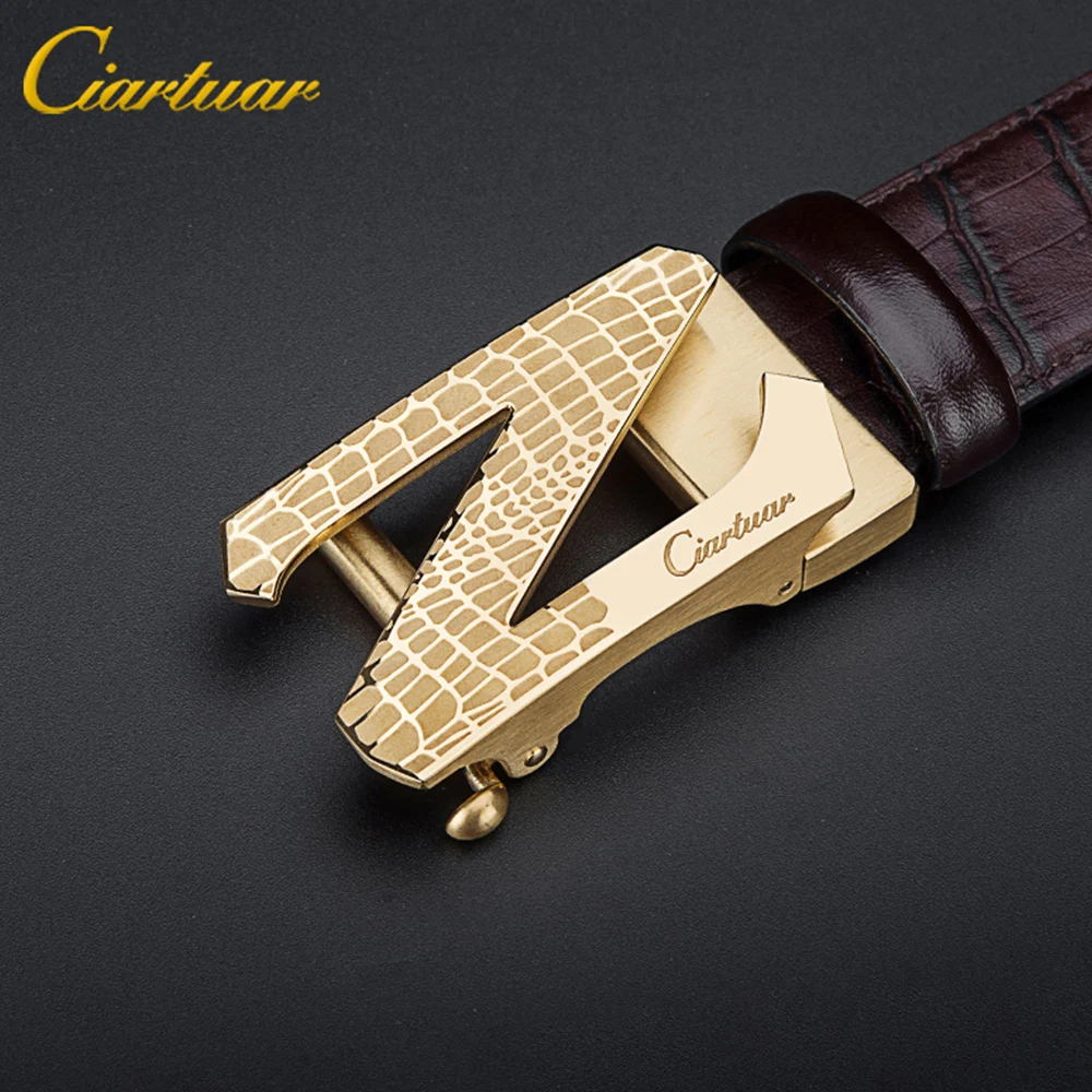 

Ciartuar Men Belt Genuine Leather Designer Belt Male Luxury Elegant Present Belts for Men Automatic Buckle Waist Metal belt