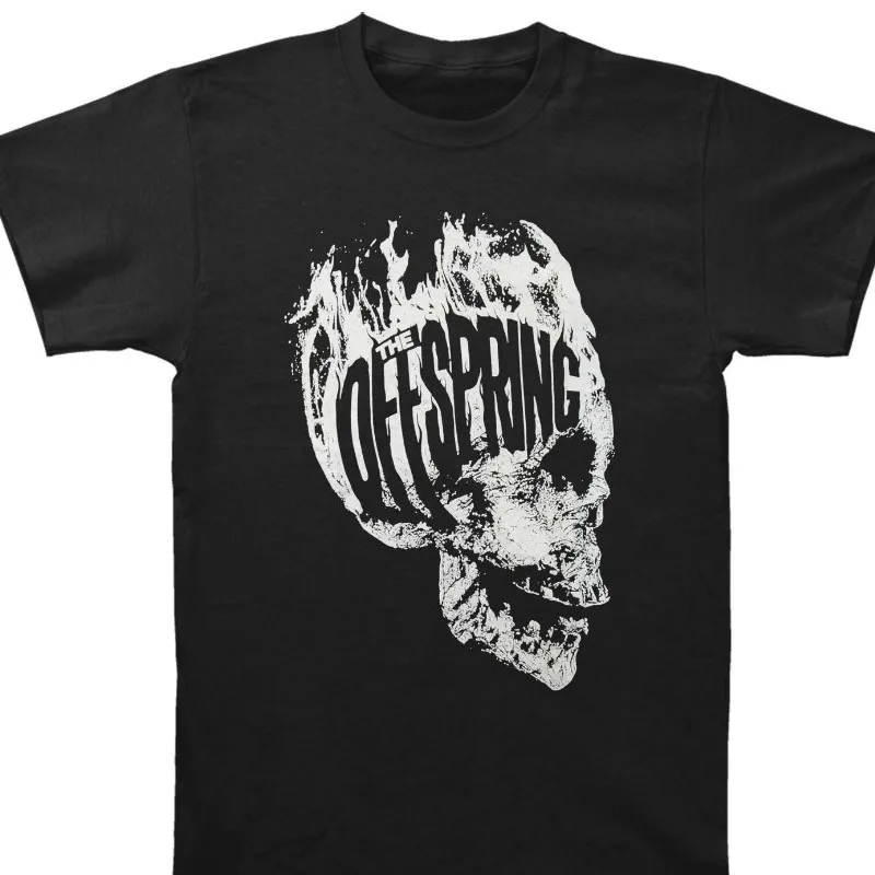 

Authentic The Offspring White Flaming Skull Slim Fit T Shirt S 2Xl New Black Cotton T Shirt