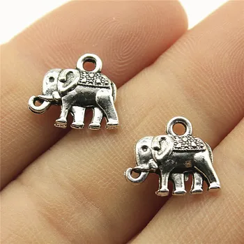 

40pcs Charms Elephant 0.5x0.5 Inch (13x12mm) Antique Silver Color Pendant Charms For Jewelry Making DIY Jewelry Accessories