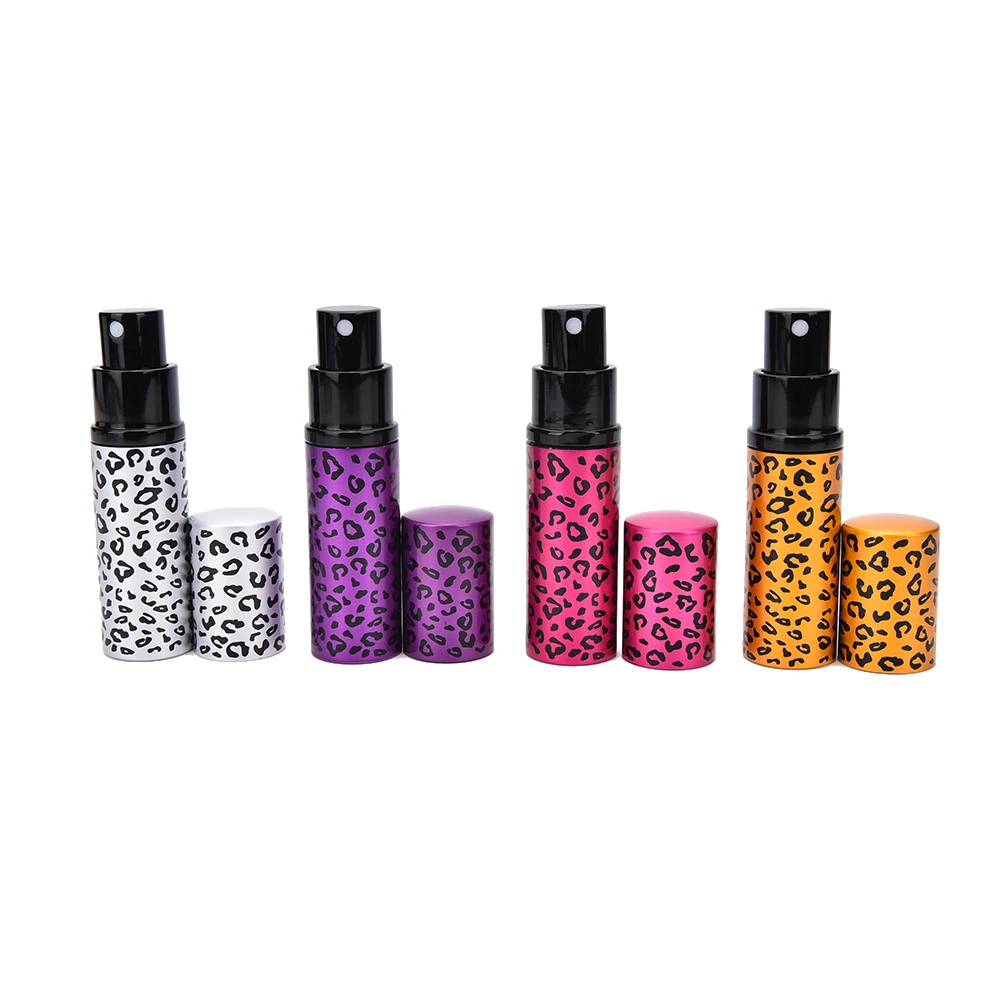 Beauty Makeup Cosmetic Tool Travel Mini Portable Aluminum Leopard Pattern Refillable Perfume Bottle Spray Scent Pump Case 10ml