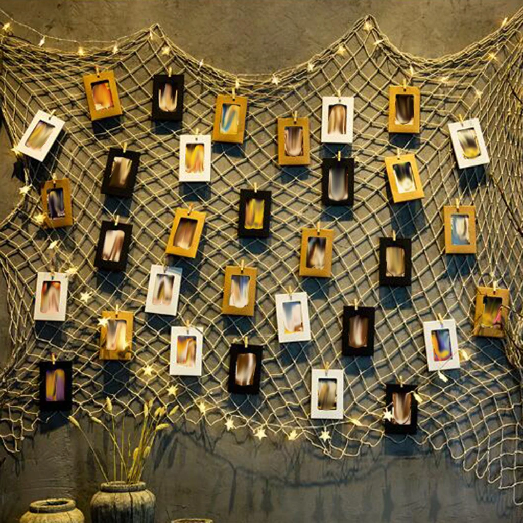 DIY Mediterranean Style Photo Hanging Display Frames 59.05x78.74inch Fishing Net Picture Frames Photo Frame Holder