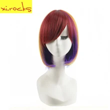 Xi.rocks 30cm Short Straight Bob Wigs Colorful High Temperature Fiber Synthetic Hair Party wig Cosplay For Women Xi.rocks 30cm Short Straight Bob Wigs Colorful High Temperature Fiber Synthetic Hair Party wig Cosplay For Women