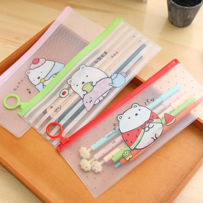 

Cute Cartoon Pencil Case Creative Simple Ring Potato Rabbit Waterproof File Bag Pen Box Sealed PVC Paper Bag Korea Stationery