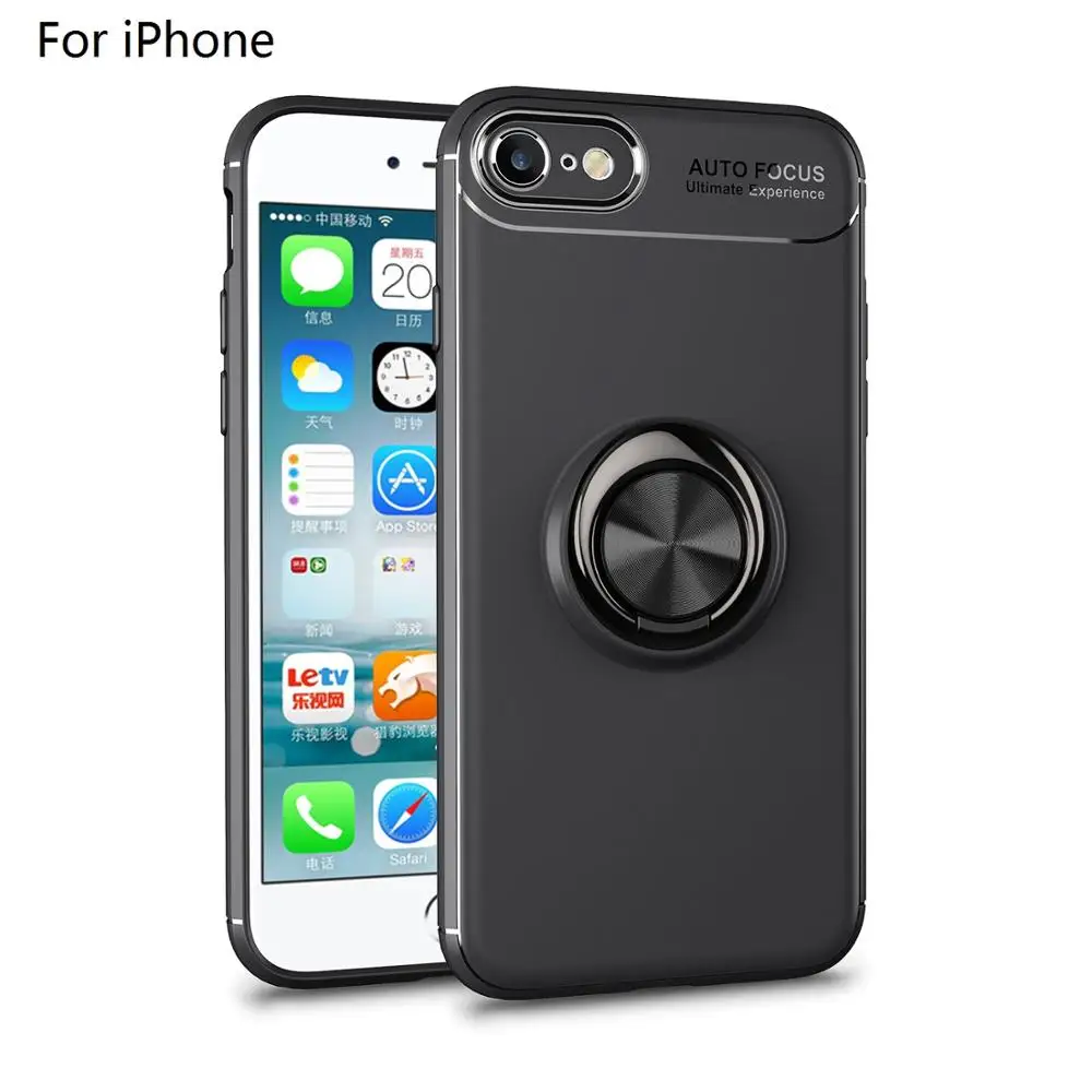 

FastDeng Luxury Three in One Case For iPhone6 7 8p Zinc Invisible Ring Bracket With Magnetic Support Case For iPhoneX XR XS Max