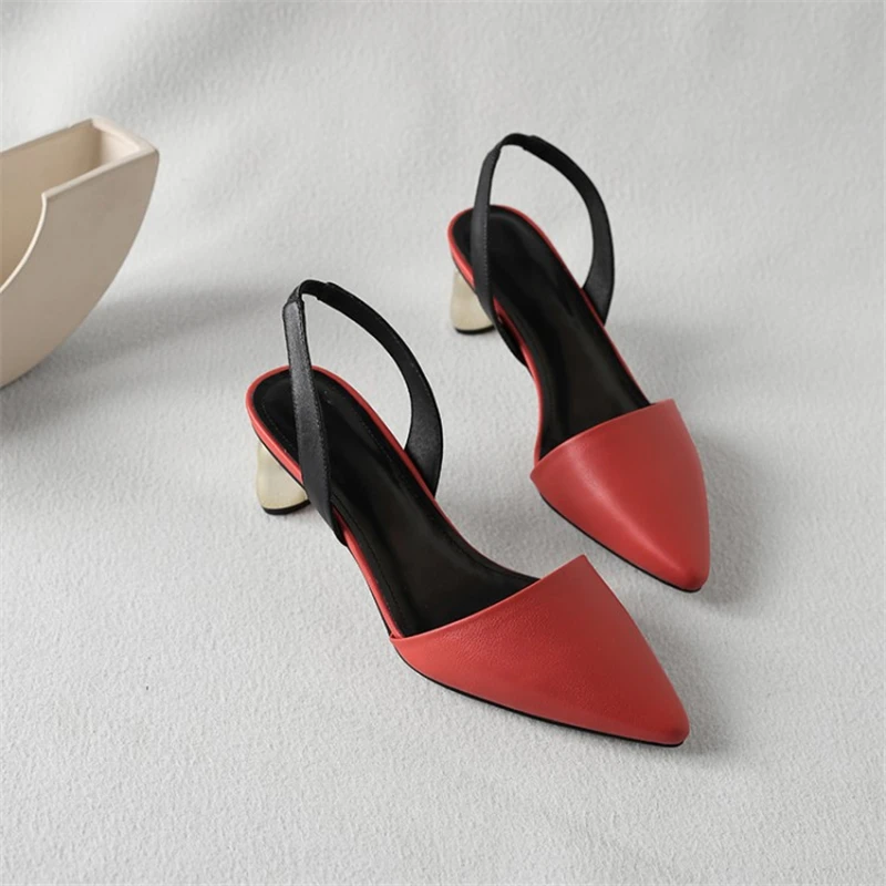 MSSTOR Pointed Toe Sandals 2019 Red Fashion Party Genuine Leather Summer Shoes Woman Sexy Mixed Colors High Heels Sandals Women MSSTOR Pointed Toe Sandals 2019 Red Fashion Party Genuine Leather Summer Shoes Woman Sexy Mixed Colors High Heels Sandals Women