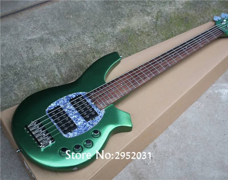 

Custom 6-String Bass Guitar with Metallic Green Color,24 Frets,Active Circuit,2 Open Humbuckering Pickups,can be Customized