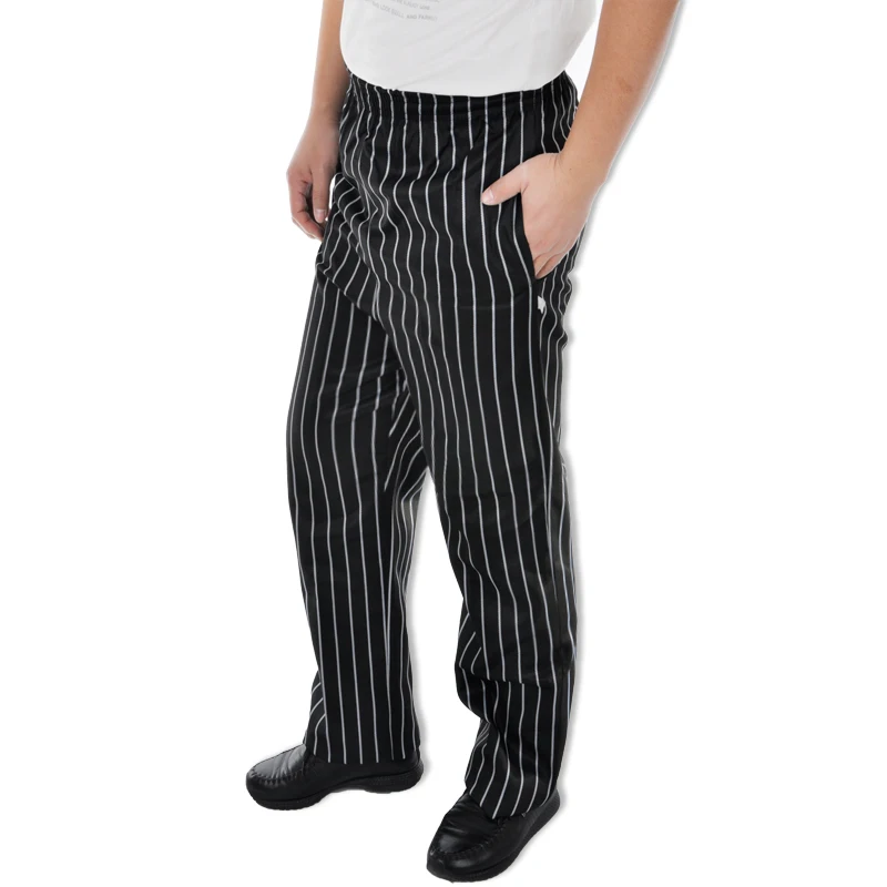 Buy Hot cook Trousers black and white stripes elastic