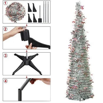 

Plastic Stand Shiny Holly Leaves Green Tree With Reflective Sequins Christmas Tree Decoration Simulation Christmas Tree