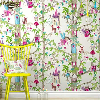 

beibehang Cartoon Castle Flower Fairy Princess Room Wallpaper For Walls Living room tree wall paper rolls home improvement panel