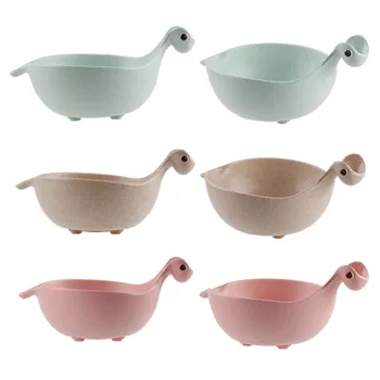 

230Ml Baby Tableware Wheat fiber cartoon dinosaur Kids Children Plate Kid Baby Boys Girls Feeding Dinnerware Eating Food Dishes