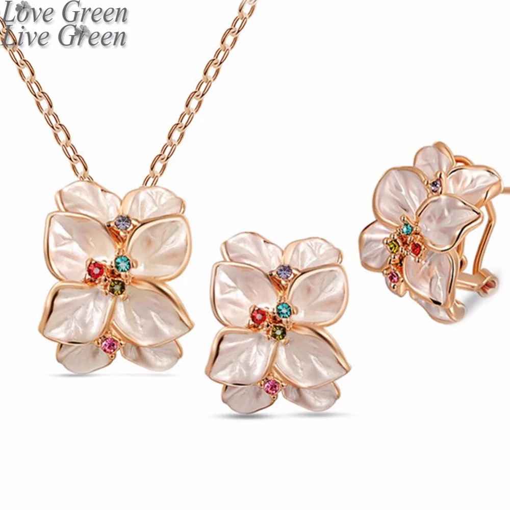 Женский ювелирный комплект из колье и серёг с австрийским кристаллом|jewelry sets