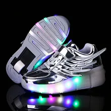 Enfants Chaussures Pour Filles/Garçons Light Up Chaussures Avec Roues Enfants Flash Rouleau Sneakers LED Lumière Chaussures Printemps/automne