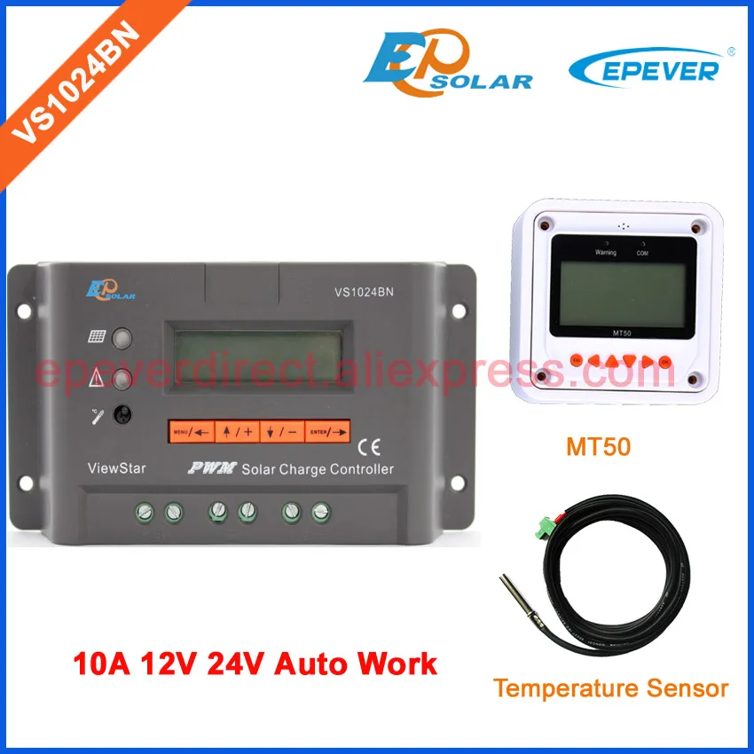 

controller with temperature sensor VS1024BN 10A 10amp PWM EPEVER series solar regulator MT50 remote meter available