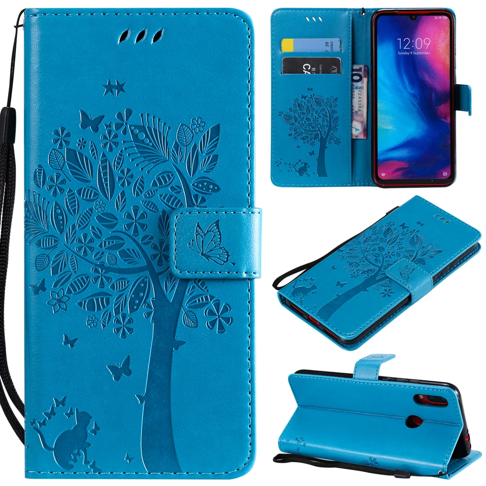 

Butterfly Cat With Tree Cases For Xiaomi Redmi Note 7 Case Stand Wallet Flip Leather Case Redmi Note 7 Pro Cover Funda