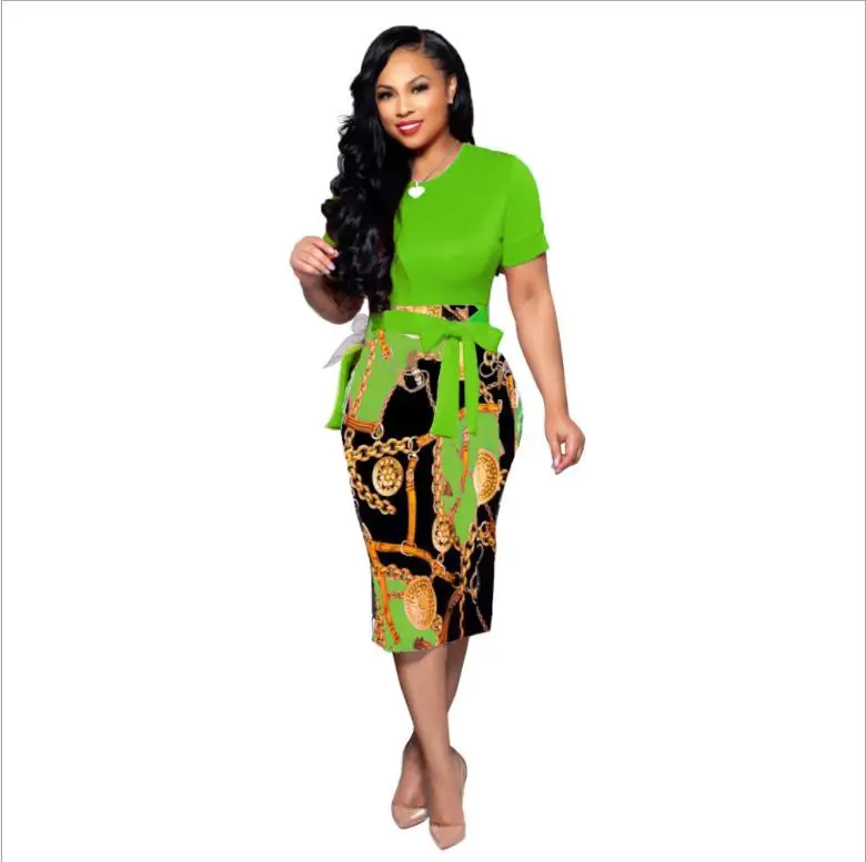 Африканская женская одежда Дашики Печатный ночной клуб стиль цельное платье - Цвет: Армейский зеленый
