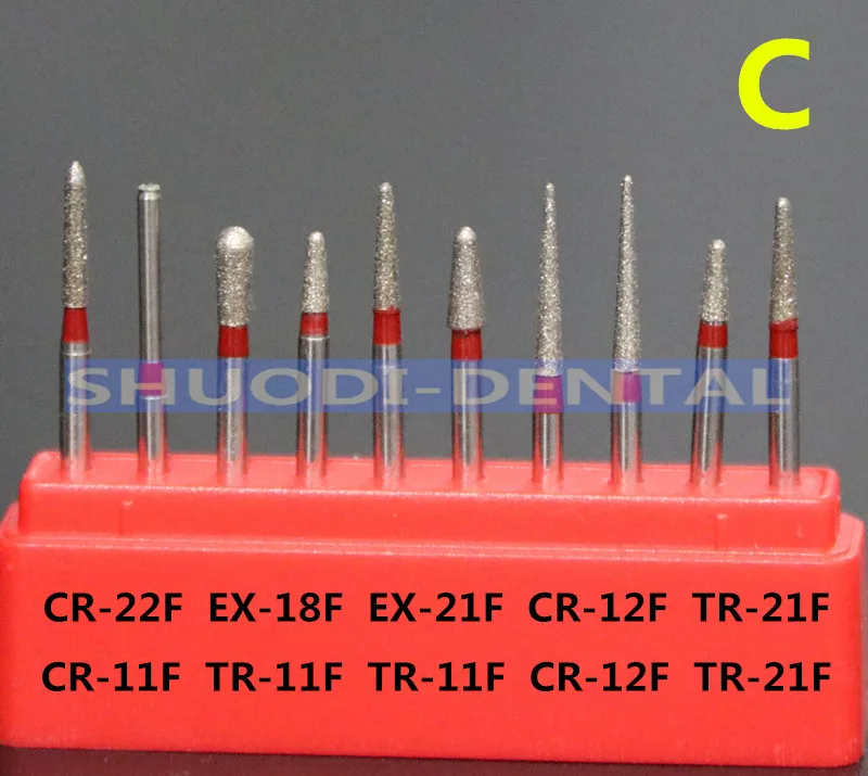 10 шт. средство для полировки для зубов Стоматологическая дрель Алмазная высокоскоростная полировка подготовка зубов Бур для зубов Фарфоровая керамика