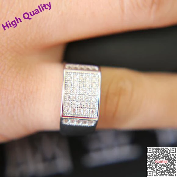 Square Signet Ring Silver Color Engagement Wedding Band Men Square Signet Ring Silver Color Engagement Wedding Band Men Women Jewelry Cubic Zirconia Micro Pave Hip Hop 2017summer In Bands From