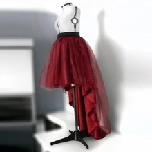 Юбка в стиле хиппи из тюля бордового цвета, модная юбка макси для женщин, для формальной вечеринки, готическая юбка Faldas Saia Jupe, европейская одежда