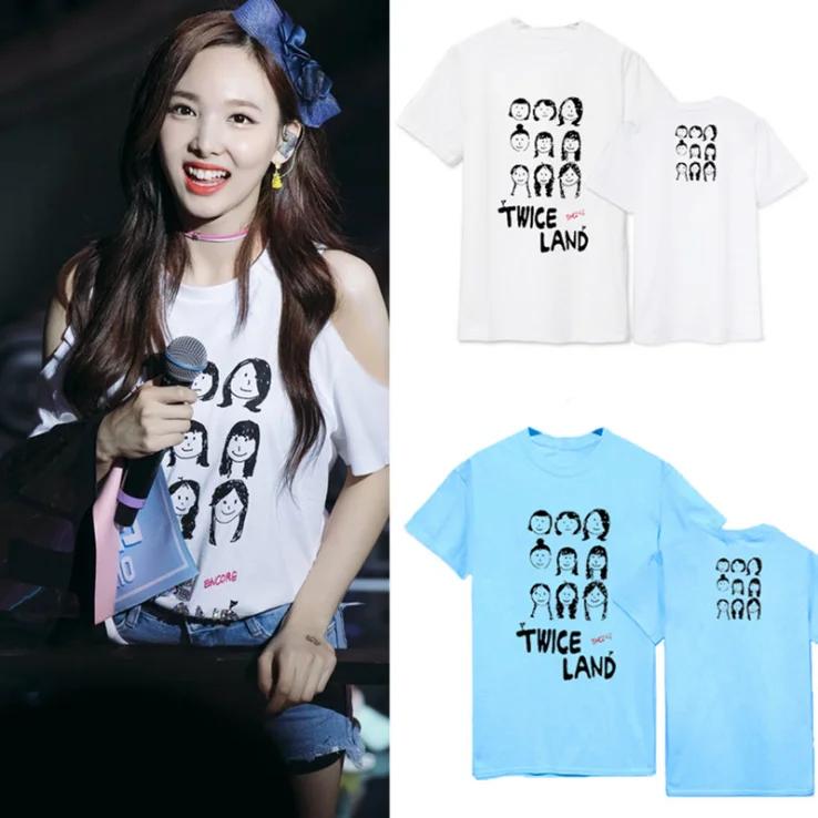 Новый KPOP два раза концерт Момо nayeon tzuyu же пара летние шорты рукавами футболка |