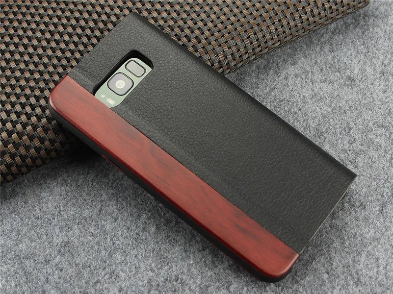 Ретро Кожаный флип-чехол для samsung Galaxy S8 S7 edge S9 Plus натуральная деревянная телефонная крышка с подставкой для iPhone 7 8 Plus