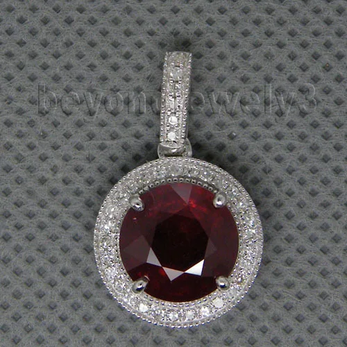 

Vintage Round 9mm Solid 14Kt White Gold Ruby Pendant WP022