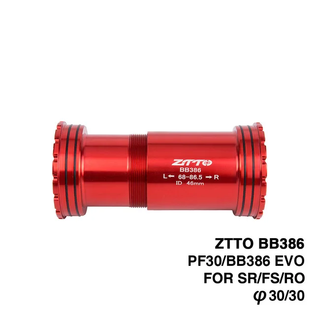 ZTTO BB386 EVO PF30 30 велосипедный пресс подходят нижние кронштейны оси для MTB дорожный велосипед части BB 30 мм шатуны цепи - Цвет: BB386 RED