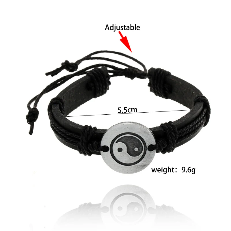 

2019 Vintage Yin Yang Tai Chi Leather Bracelet Handmade Weaving BFF Best Friends Bracelets For Women Men Gifts Pulseira Feminina