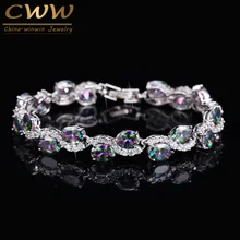 CWWZircons Женские ювелирные аксессуары натуральный цветной камень CZ Женские Подарочные браслеты с кубическим цирконием CB136