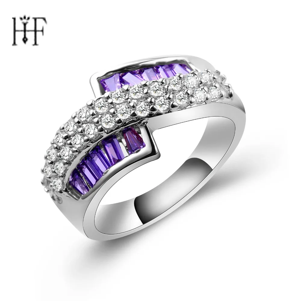 

Elegant weeding rings for women top quality AAA cubic zirconia crystal jewelry Silver-color rings wholesale New Hoops
