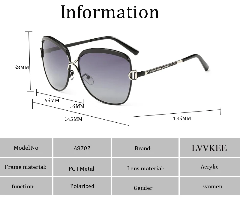 LVVKEE Модные женские солнцезащитные очки Роскошные брендовые дизайнерские HD поляризационные солнцезащитные очки для женщин рамка из алюминиевого сплава ретро очки для глаз es