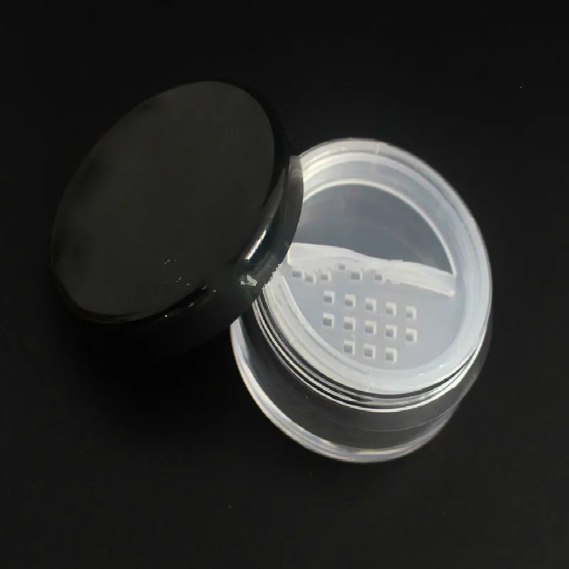 Empty Round Loose Powder Container 10g Black Rotating Sifter Lid