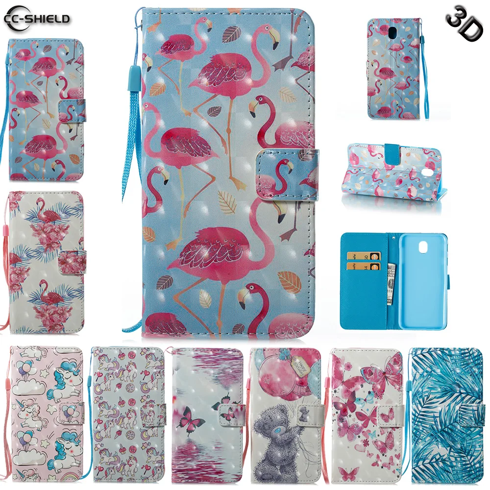 

Case for Samsung Galaxy J7 2017 J730 J730FM Flamingo Unicorn Flip Leather Wallet Cover Phone Case SM-J730G SM-J730F SM-J730FM