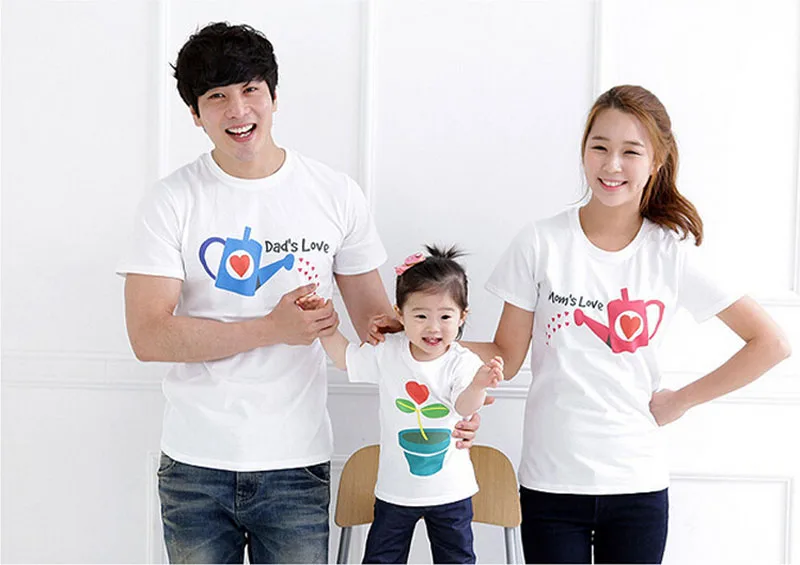 Семейный комплект; летняя футболка с короткими рукавами и надписью «culticate Love»; Одинаковая одежда для семьи; одежда для мамы, дочки, папы и сына